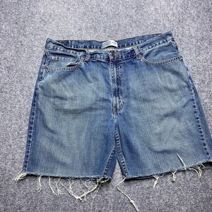 Levis Cut Off Shorts Mens 40 Blue Jorts Relaxed Distressed Raw Hem